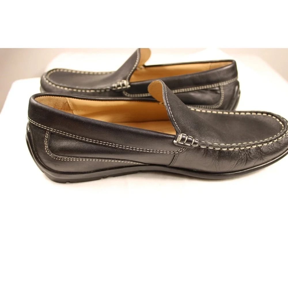 ECCO Mens Driving Loafers Shoes Size US 9.5 EU 43 Black Leather Slip On